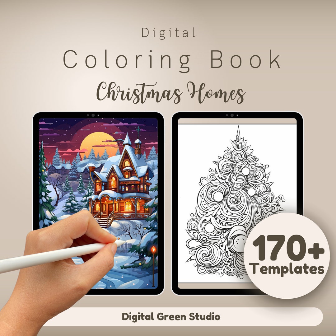170 Christmas Home Coloring Pages, Adult & Kids Coloring Book, Xmas ...