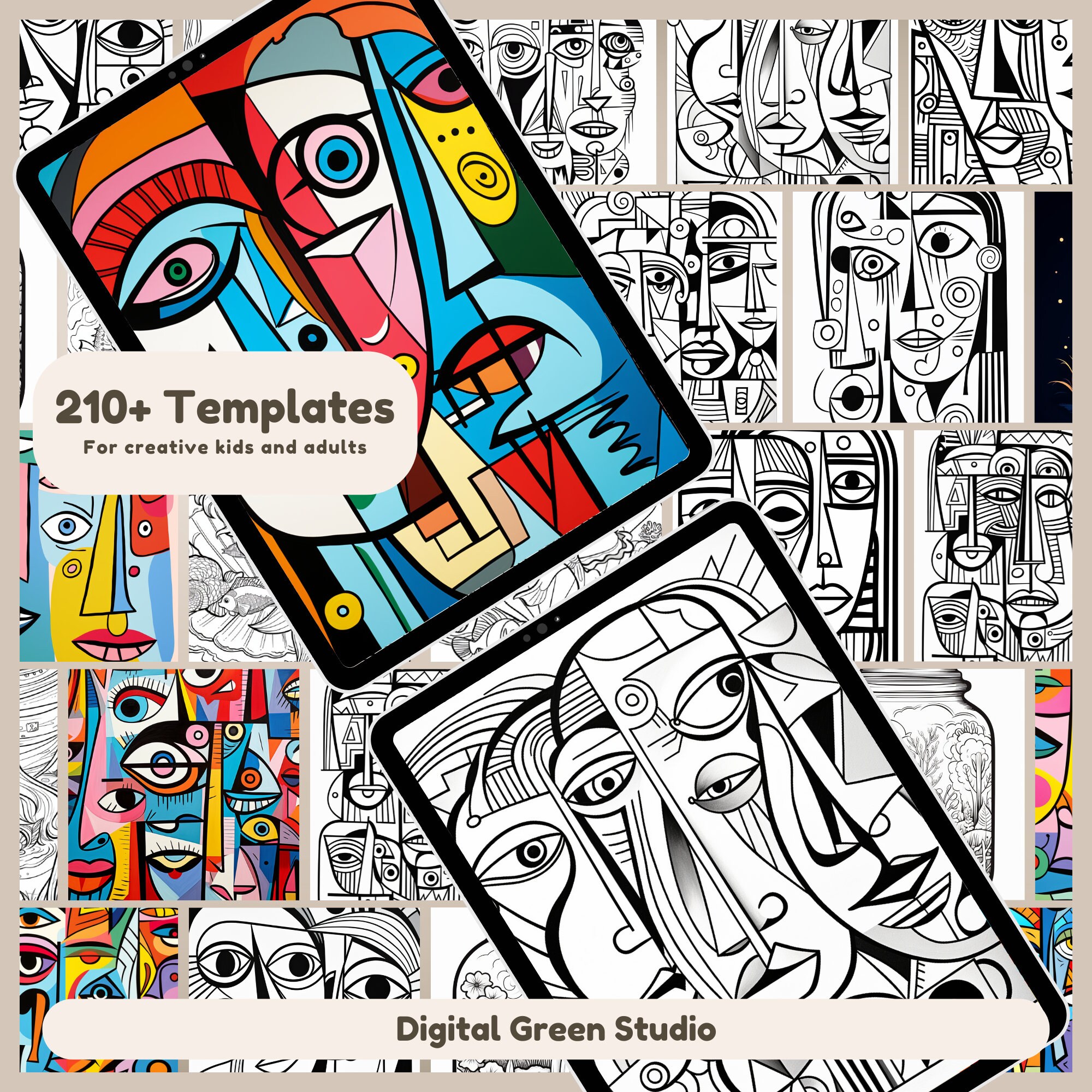 210+ Picasso Faces Coloring Pages, Adult Coloring Book, Abstract ...
