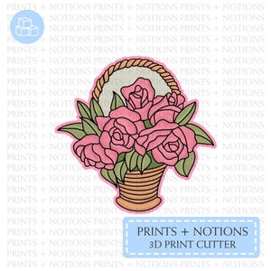 Flowers in a Basket Cookie Cutter | Polymer Clay Cutters | Ceramic Clay Cutters | Fondant Cutters | Gum Paste Cutter | 3D Printed