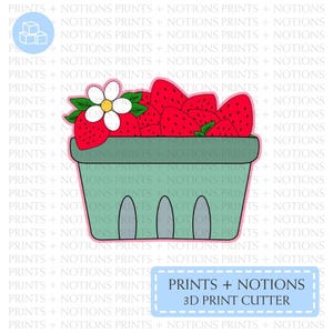 Basket of Strawberries Cookie Cutter | Polymer Clay Cutters | Ceramic Clay Cutters | Fondant Cutters | Gum Paste Cutter | 3D Printed