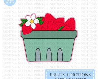 Basket of Strawberries Cookie Cutter | Polymer Clay Cutters | Ceramic Clay Cutters | Fondant Cutters | Gum Paste Cutter | 3D Printed