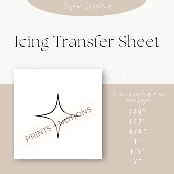 Sparkle Star Royal Icing Transfer Sheet | Royal Icing Template | Sprinkles