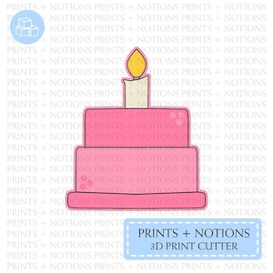Cake with Candle Cookie Cutter | Polymer Clay Cutters | Ceramic Clay Cutters | Fondant Cutters | Gum Paste Cutter | 3D Printed
