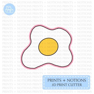 Egg Over Easy Cookie Cutter | Polymer Clay Cutters | Ceramic Clay Cutters | Fondant Cutters | Gum Paste Cutter | 3D Printed