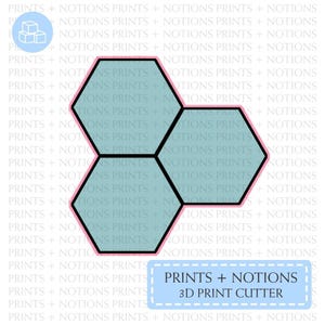 Honeycomb 3 Hexagons Cookie Cutter | Polymer Clay Cutters | Ceramic Clay Cutters | Fondant Cutters | Gum Paste Cutter | 3D Printed