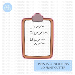 Clipboard Cookie Cutter | Polymer Clay Cutters | Ceramic Clay Cutters | Fondant Cutters | Gum Paste Cutter | 3D Printed
