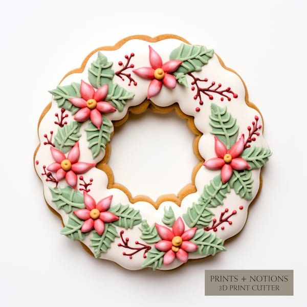 Christmas Wreath Cookie Cutter | Polymer Clay Cutters | Ceramic Clay Cutters | Fondant Cutters | Gum Paste Cutter | 3D Printed