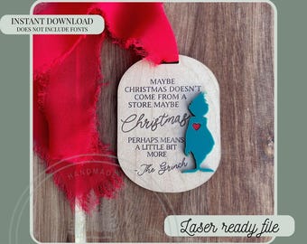 The Grinch Christmas Ornament Cut File: Laser Ready (SVG DXF Digital Download)