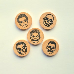 Papa Badge | Hand stamped Wooden Ghost pin badge | Original linocut print Ghost band gift