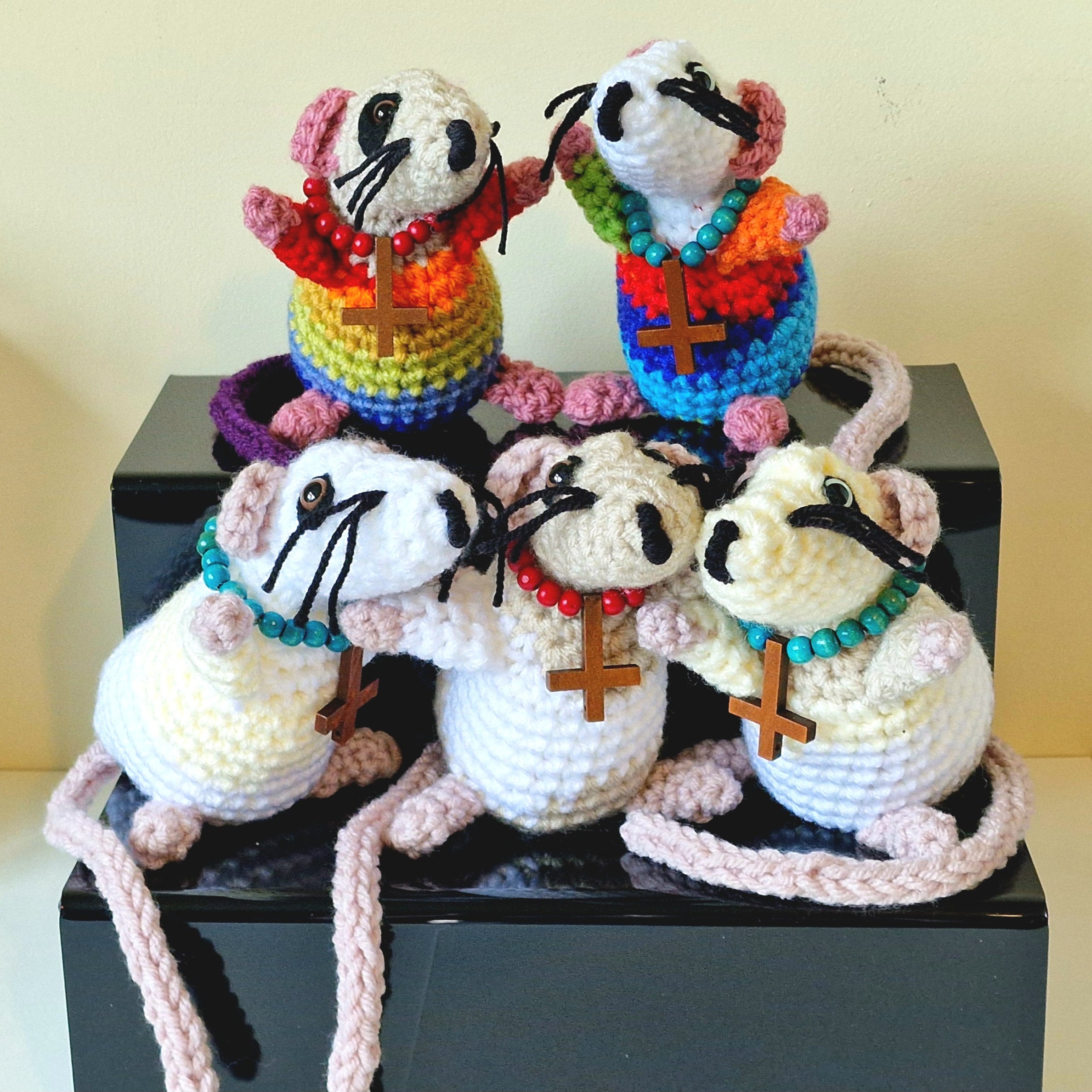 Ghost Ministry Rat Striped | Large crochet art doll | Ghost band inspired collectable plush figure | Copia rat gift for Ghost fans