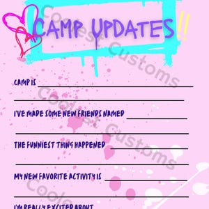 Papelaria Pink Camp - Tema divertido de tinta spray para preencher lacunas, download digital