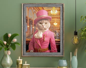 Framed British Shorthair Cat Print: Victorian Animal Portrait by S.Golding