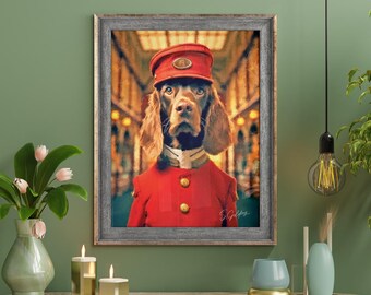 Rustic Framed Spaniel Art Print by S.Golding - Dog Portrait