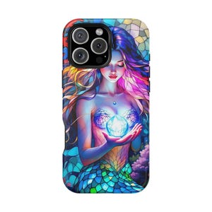 Gen Z Phone Case Gift for Mermaid Lovers Stained Glass Mag Safe Phone Case for iPhone Unique iPhone Case Handmade Gift for Her Custom Phone image 4