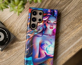 Stained Glass Mermaid Case Samsung Fantasy Art Phone Cover Unique Gift Idea Ocean Lover Accessory Protective Shell Ocean Aesthetic Design