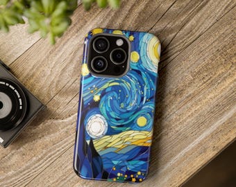 Stained Glass Case For Iphone Starry Night Phone Case Wireless Charging Compatible Case Unique Art Lover Gift  Protection Phone Accessories