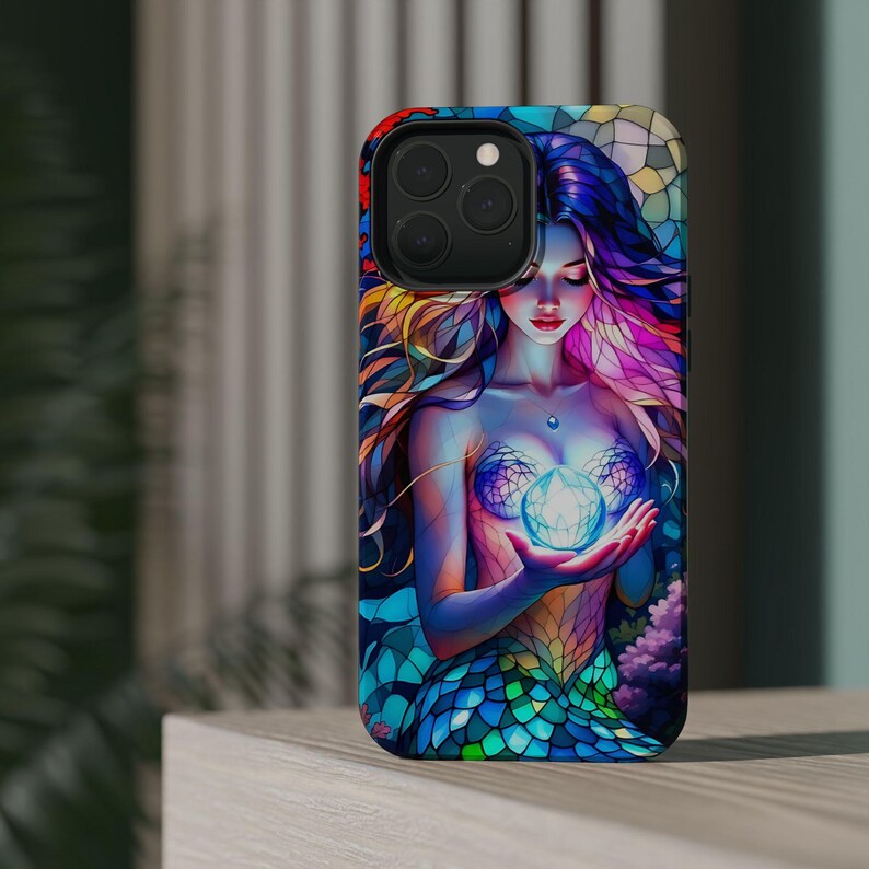 Gen Z Phone Case Gift for Mermaid Lovers Stained Glass Mag Safe Phone Case for iPhone Unique iPhone Case Handmade Gift for Her Custom Phone image 10