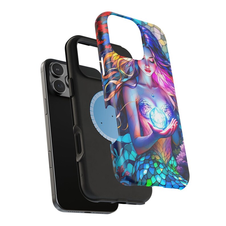 Gen Z Phone Case Gift for Mermaid Lovers Stained Glass Mag Safe Phone Case for iPhone Unique iPhone Case Handmade Gift for Her Custom Phone image 2