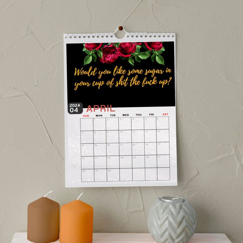 2024 Calendar Printable, 2024 Digital Calendar, 2024 Swear Calendar ...