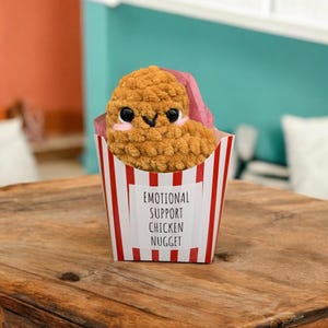 PATRÓN SIN COSER: Llavero de Nuggets de Pollo Amigurumi a Crochet