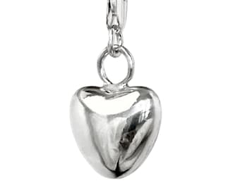Solid Sterling Silver Puffy Heart Charm