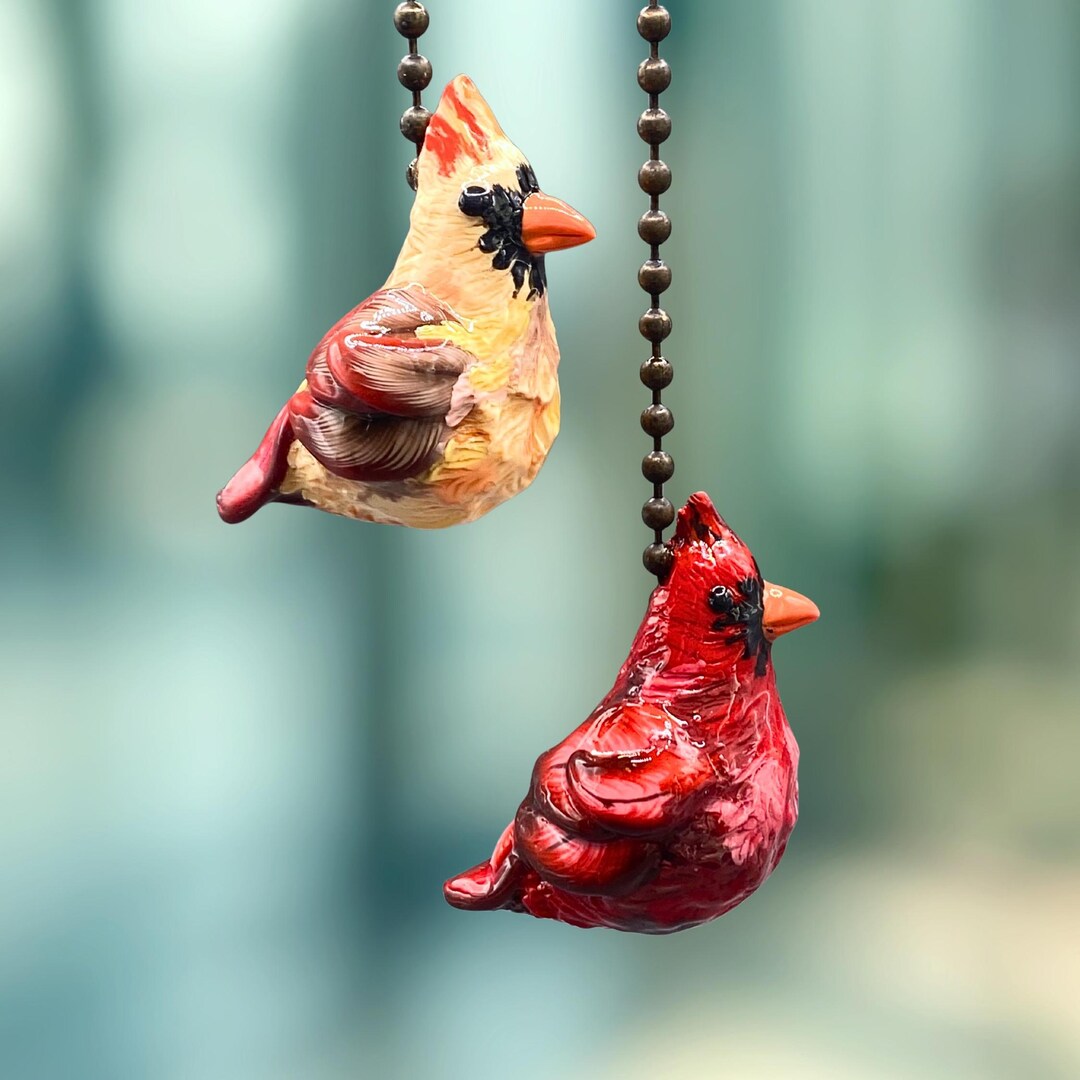 Cardinal Light/fan Pulls | Pair of Cardinals | Light/ceiling Pull ...