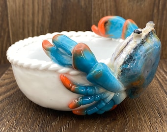 Blue Crab jewelry dish | Jewelry dish | Mini sculpture | Beautiful jewelry holder| Polymer clay sculpture