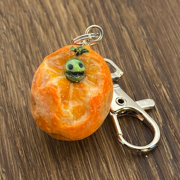 Moldy orange keychain | Orange charm | Polymer clay keychain | Mini sculpture | Fruit charm