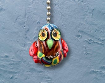 Handmade Polymer Clay Owl Light Pull: Funky Home Decor