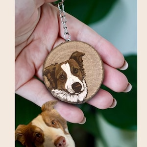 Personalized wooden keychain of your pet wooden dog keychain