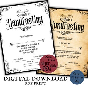 Handfasting Urkunde Download Seiten Witchy Gothic Hochzeitsgelübde Heidnisch Ehe Einbinden Cottage Core Hochzeitsritual Andenken