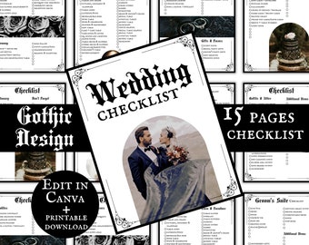 Hochzeit Checkliste Gothic Printable Goth Hochzeitsplaner Checkliste Schwarz Hochzeit Vorlage Editierbarer Organisator To Do Liste Hochzeit Check Binder