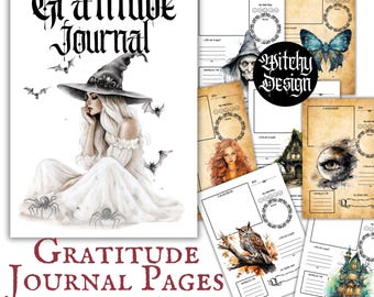 Witchy Gratitude Journal Pages Printable Download Witchy Daily Planner Gratitude Diary Daily Gratitude Log Growth Mindset Planner Witch Core