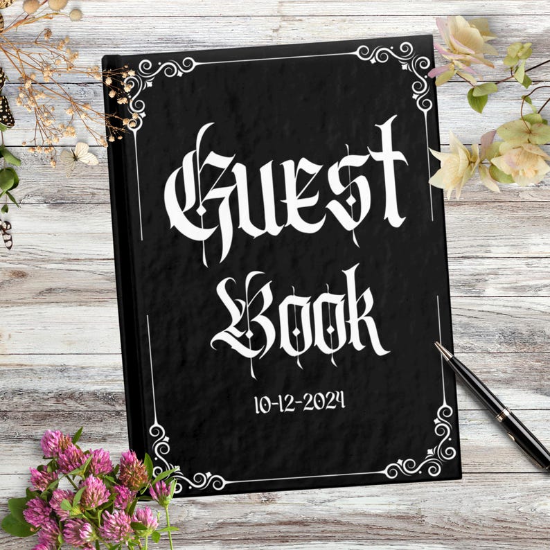 Custom Guest Book Gothic Wedding, Blank Pages A5 Personalized Black Wedding Journal, Witchy ...