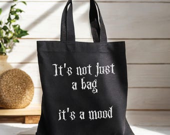 Gothic Tote Bag Black with Funny Quote Dark Academia Tote Bag Aesthetic Goth Bag Black Cotton Canvas Tote Bag Emo Shoulder Bag Gothic Phrase