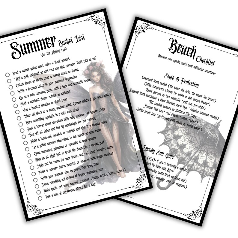 Gothic Summerween Printable Dashboard Planner Insert Aesthetic Summer ...
