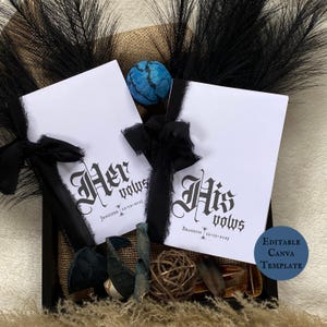 Gothic Benutzerdefinierte Hochzeit Gelübde Bücher Sein und ihr Gelübde Witchy Ästhetische Hochzeit Gelübde Karte Hochzeitszeremonie Bearbeitbare Gelübde Karten Brautparty Geschenk