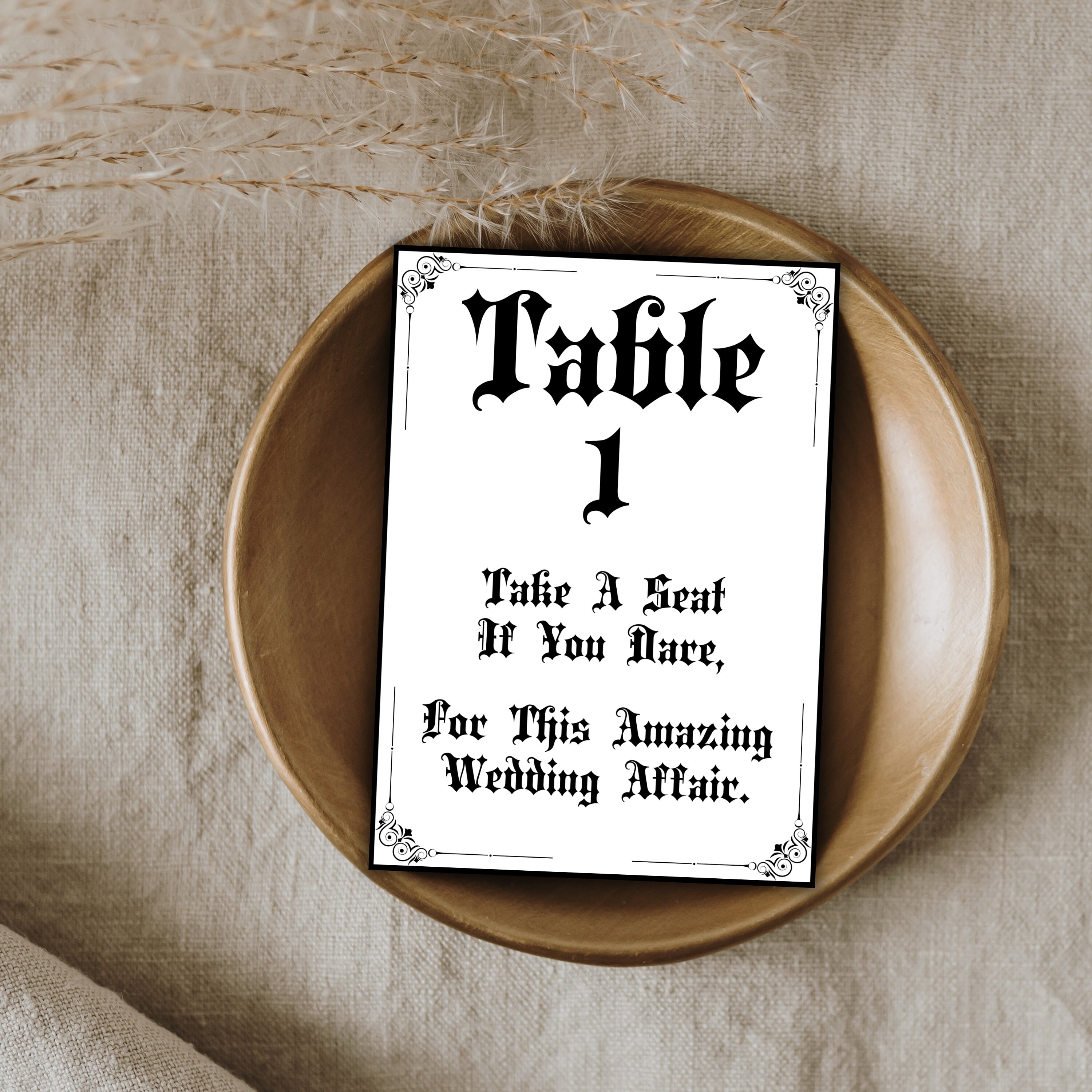Gothic Table Numbers Wedding Reception PDF Download, Table Sign Dark ...