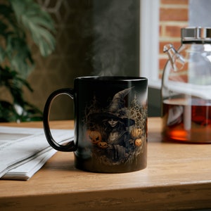 Witch Mug, Black Mug with Witches, Witches' Brew: Enchanting Ceramic Mug, 11oz Black Mug image 8