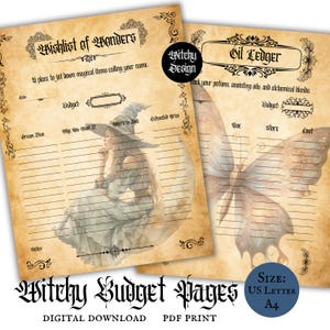 Witchy Budget Pages Finance Planner Witch Core Budget Planner Printable Download PDF Magical Planner Pagan Tracker Celestial Money Journal