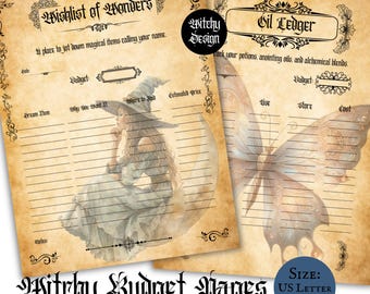 Witchy Budget Pages Finance Planner Witch Core Budget Planner Printable Download PDF Magical Planner Pagan Tracker Celestial Money Journal