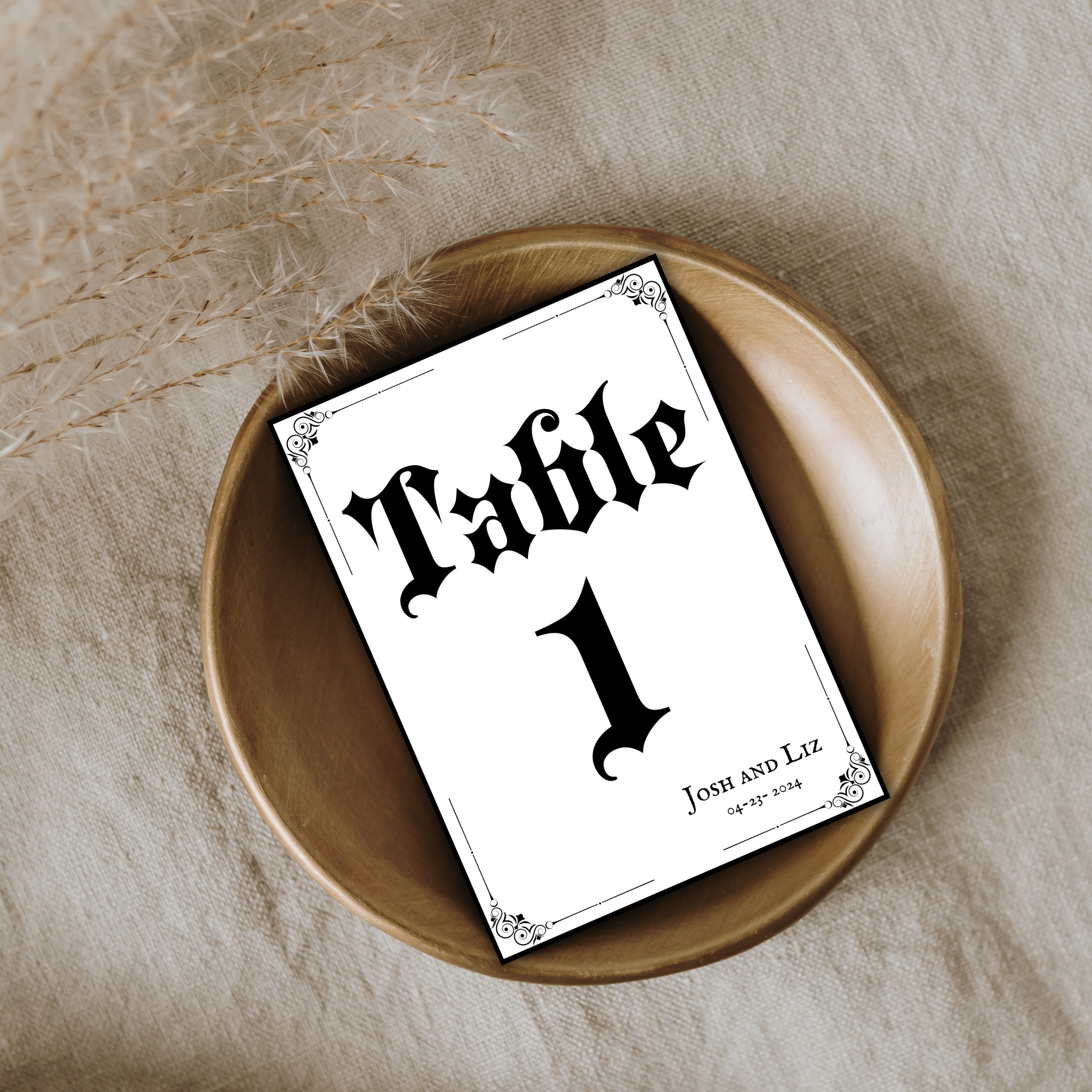 Gothic Table Numbers Wedding Reception Custom Template, Table Sign Dark ...