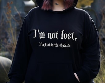 Sudadera gótica negra con capucha, ropa gótica de bruja, sudadera estética emo, sudadera divertida, sudadera con capucha con cita gótica, regalo de Halloween, regalos para góticos
