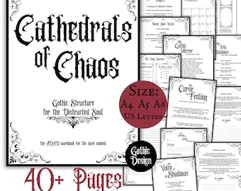 Gothic ADHD Planner Printable Download Organized Planner ADHD Journal Tracker Goth Core Aesthetic Planner Page Monthly Weekly Daily