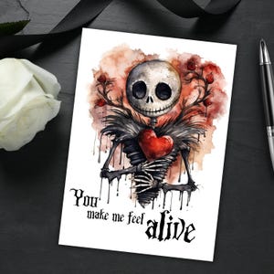 Gotische liefdeskaart Afdrukbare download valentijnskaart Gothic Lovers Emo Lovers-cadeaubon Romantische Goth Griezelige Spooky Love Card Gothic-romantiek