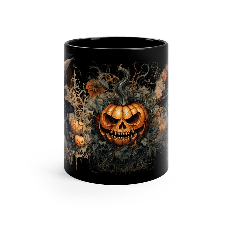 Witch Mug, Black Mug with Witches, Witches' Brew: Enchanting Ceramic Mug, 11oz Black Mug image 4