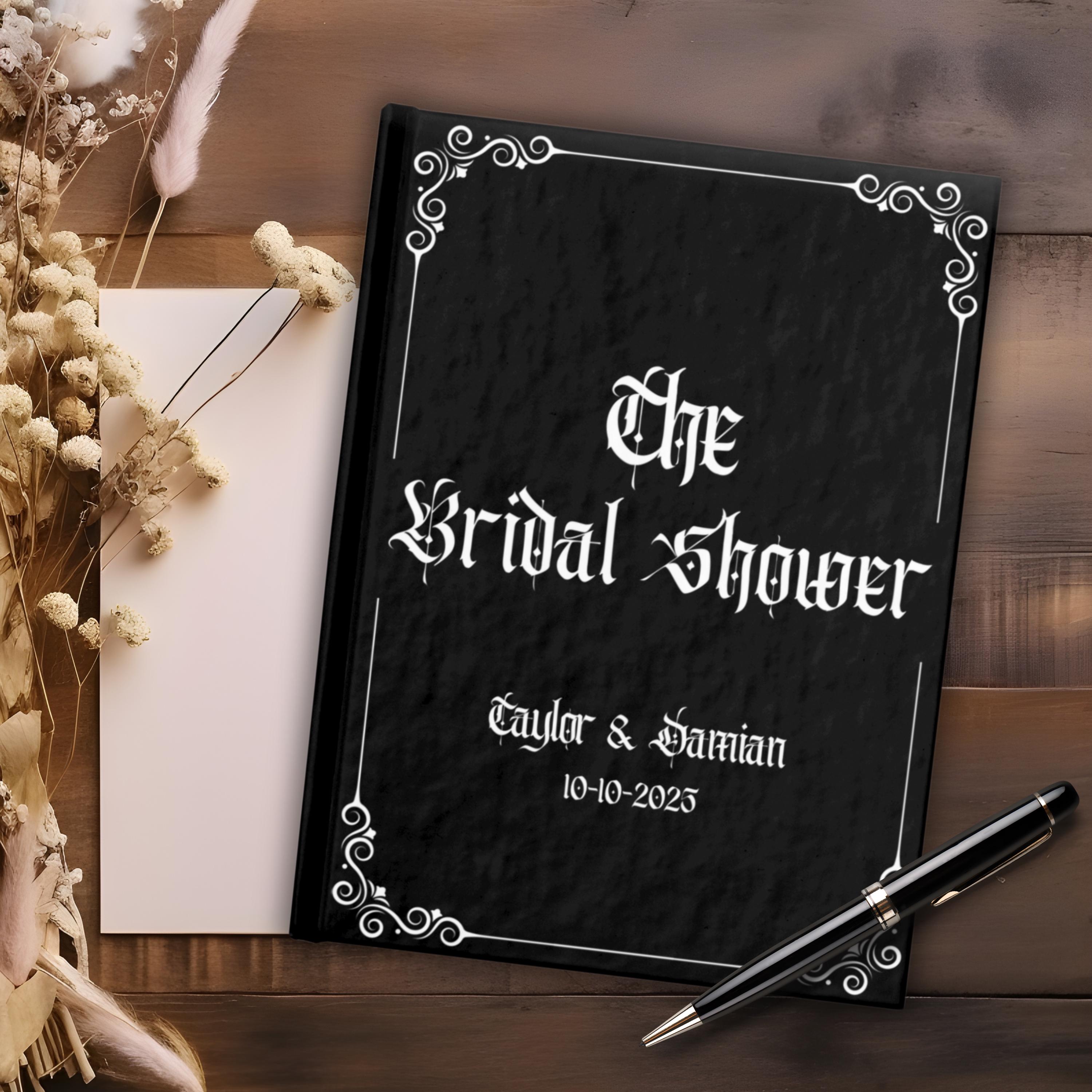 Custom Gothic Bridal Shower Notebook Blank Pages A5 Personalized Black ...