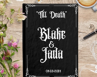 Custom Guest Book Gothic Wedding, Blank Pages A5 Personalized Black Wedding Journal, Witchy Wedding Diary Gift, Goth, Reception Guestbook