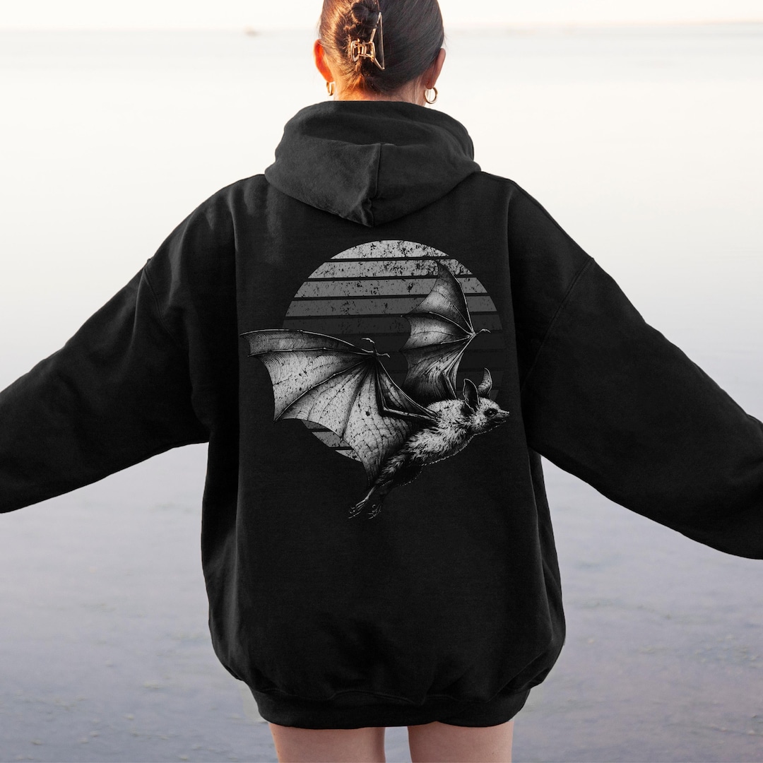Gothic Bat Hoodie Black Gothic Witchy Clothes Aesthetic Emo Hoodie ...