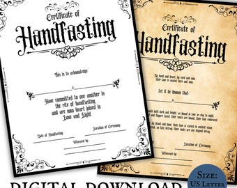 Handfasting Urkunde Download Seiten Witchy Gothic Hochzeitsgelübde Heidnisch Ehe Einbinden Cottage Core Hochzeitsritual Andenken